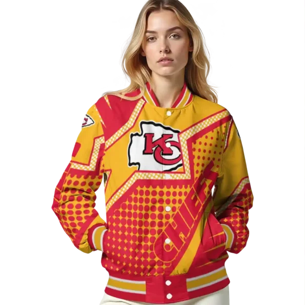 custom kansas city chiefs star burst red varsity jacket latest model