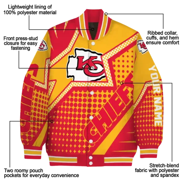 custom kansas city chiefs star burst red varsity jacket new arrival