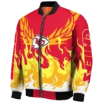 custom kansas city chiefs winged blaze red white bomber jacket best selling