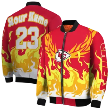 custom kansas city chiefs winged blaze red white bomber jacket fashion forward
