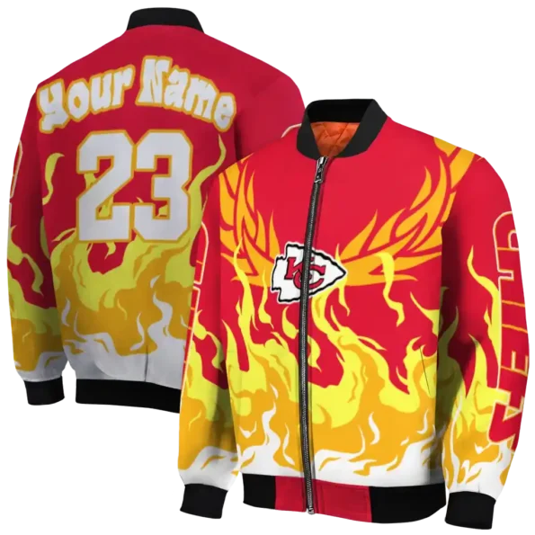 custom kansas city chiefs winged blaze red white bomber jacket fashion forward