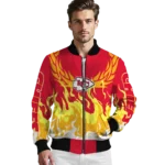 custom kansas city chiefs winged blaze red white bomber jacket best selling