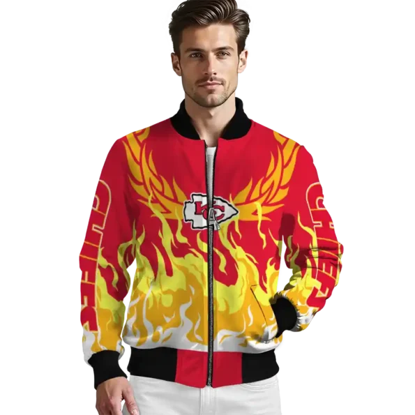 custom kansas city chiefs winged blaze red white bomber jacket high quality
