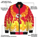 custom kansas city chiefs winged blaze red white bomber jacket best selling
