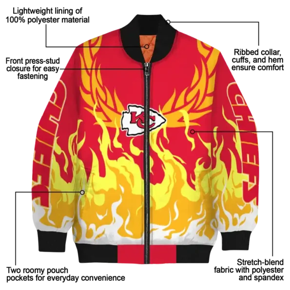 custom kansas city chiefs winged blaze red white bomber jacket new arrival