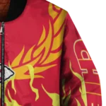 custom kansas city chiefs winged blaze red white bomber jacket best selling