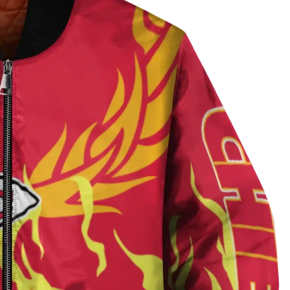custom kansas city chiefs winged blaze red white bomber jacket premium grade