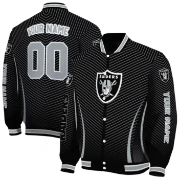 custom las vegas raiders chevron arrow black varsity jacket fashion forward