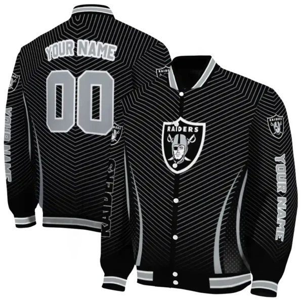 custom las vegas raiders chevron arrow black varsity jacket fashion forward