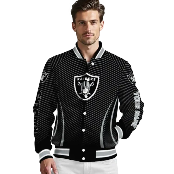 custom las vegas raiders chevron arrow black varsity jacket high quality