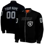 custom las vegas raiders flame border black bomber jacket best selling