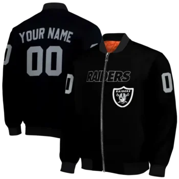 custom las vegas raiders flame border black bomber jacket fashion forward