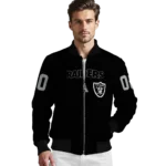 custom las vegas raiders flame border black bomber jacket best selling