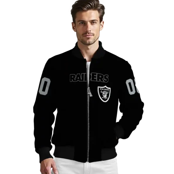 custom las vegas raiders flame border black bomber jacket high quality