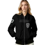 custom las vegas raiders flame border black bomber jacket best selling