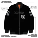 custom las vegas raiders flame border black bomber jacket best selling