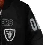 custom las vegas raiders flame border black bomber jacket best selling