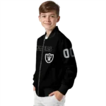 custom las vegas raiders flame border black bomber jacket best selling