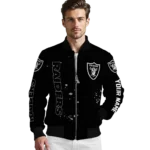 custom las vegas raiders hexagon cluster black bomber jacket best selling