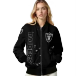 custom las vegas raiders hexagon cluster black bomber jacket best selling