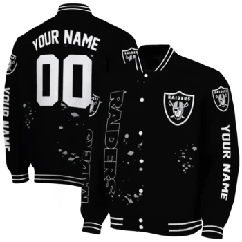 custom las vegas raiders hexagon cluster black varsity jacket fashion forward