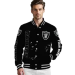 custom las vegas raiders hexagon cluster black varsity jacket best selling