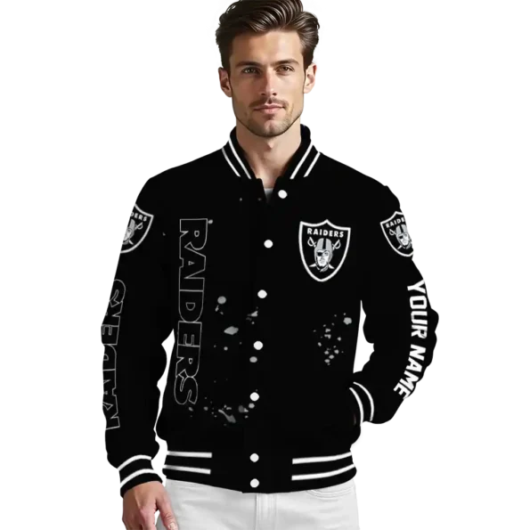 custom las vegas raiders hexagon cluster black varsity jacket high quality