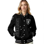 custom las vegas raiders hexagon cluster black varsity jacket best selling