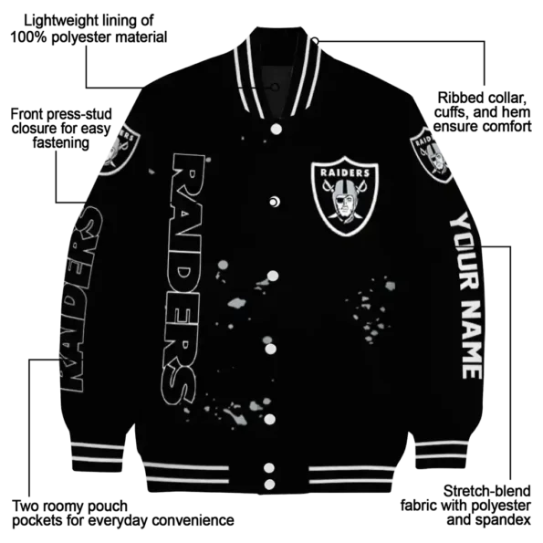 custom las vegas raiders hexagon cluster black varsity jacket new arrival