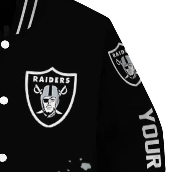 custom las vegas raiders hexagon cluster black varsity jacket premium grade