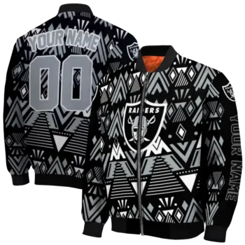 custom las vegas raiders pyramid shapes black bomber jacket fashion forward