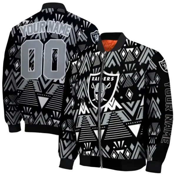 custom las vegas raiders pyramid shapes black bomber jacket fashion forward