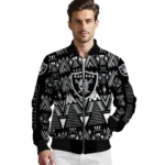 custom las vegas raiders pyramid shapes black bomber jacket best selling