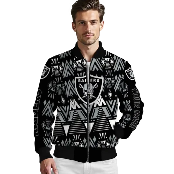 custom las vegas raiders pyramid shapes black bomber jacket high quality