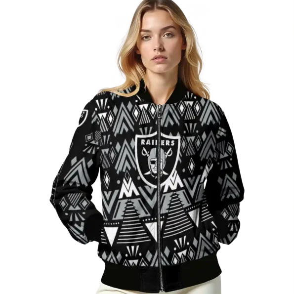 custom las vegas raiders pyramid shapes black bomber jacket latest model