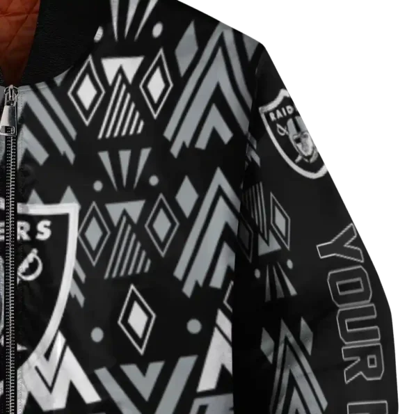 custom las vegas raiders pyramid shapes black bomber jacket premium grade
