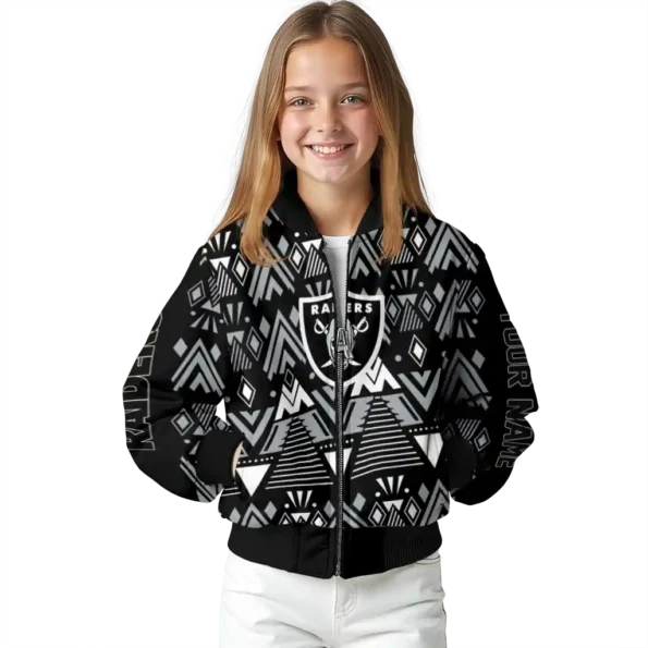 custom las vegas raiders pyramid shapes black bomber jacket top rated