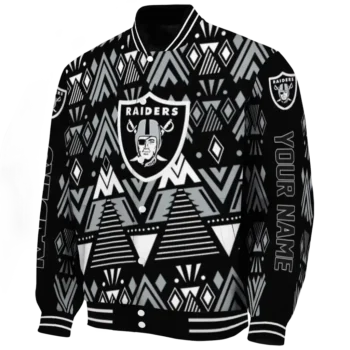 custom las vegas raiders pyramid shapes black varsity jacket best selling