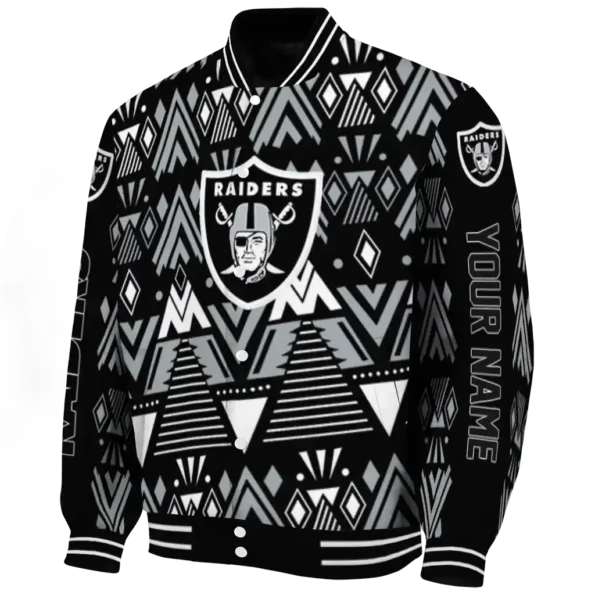 custom las vegas raiders pyramid shapes black varsity jacket best selling