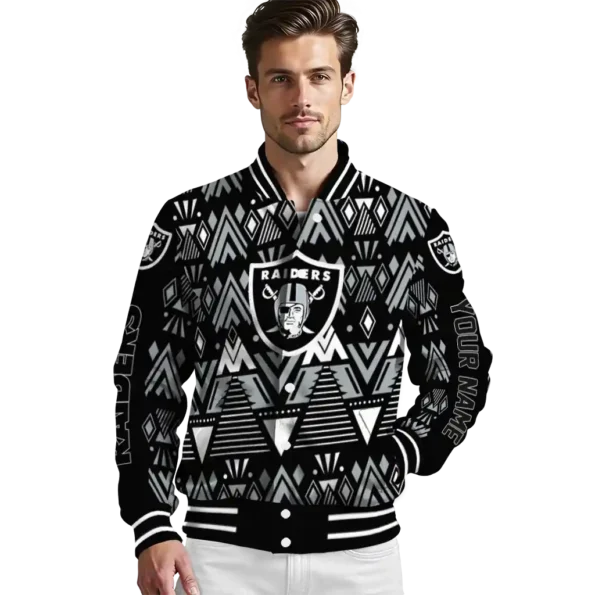 custom las vegas raiders pyramid shapes black varsity jacket high quality