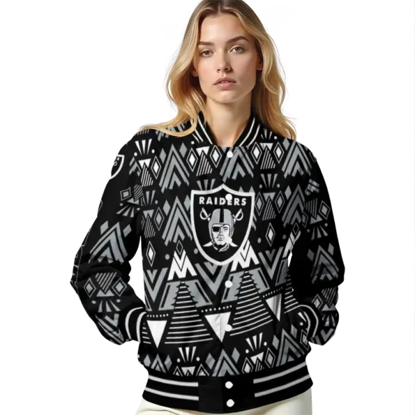 custom las vegas raiders pyramid shapes black varsity jacket latest model