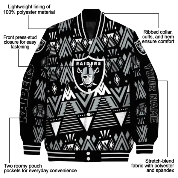 custom las vegas raiders pyramid shapes black varsity jacket new arrival