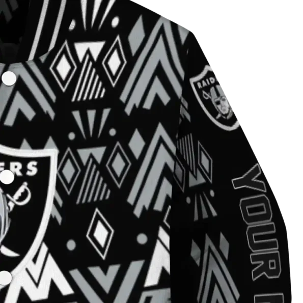 custom las vegas raiders pyramid shapes black varsity jacket premium grade