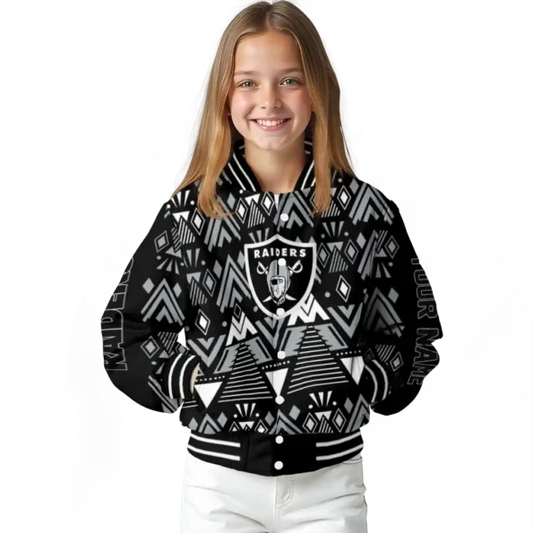 custom las vegas raiders pyramid shapes black varsity jacket top rated
