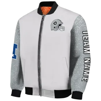 custom las vegas raiders speckled arms black gray bomber jacket best selling