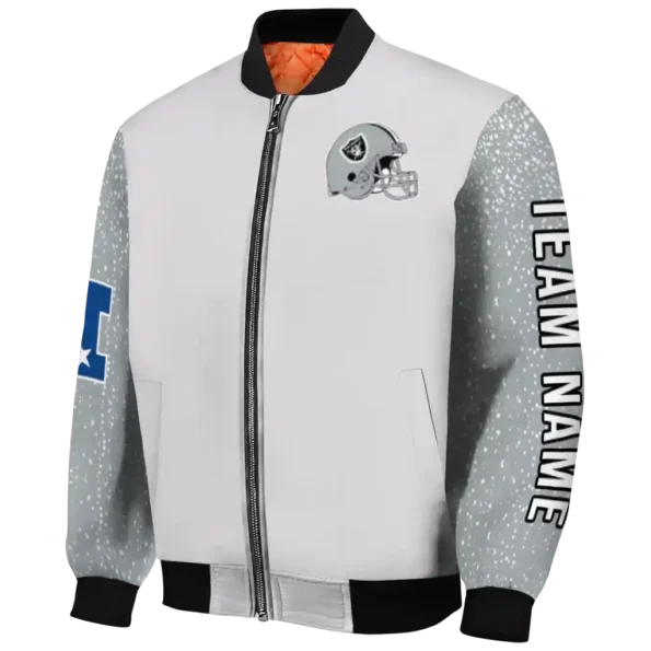 custom las vegas raiders speckled arms black gray bomber jacket best selling