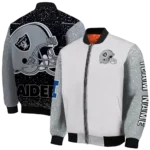 custom las vegas raiders speckled arms black gray bomber jacket best selling