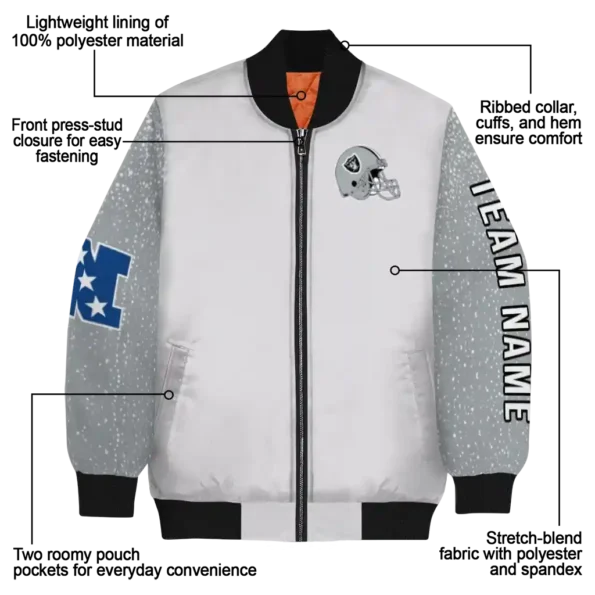 custom las vegas raiders speckled arms black gray bomber jacket new arrival