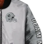 custom las vegas raiders speckled arms black gray bomber jacket best selling