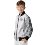 custom las vegas raiders speckled arms black gray bomber jacket best selling